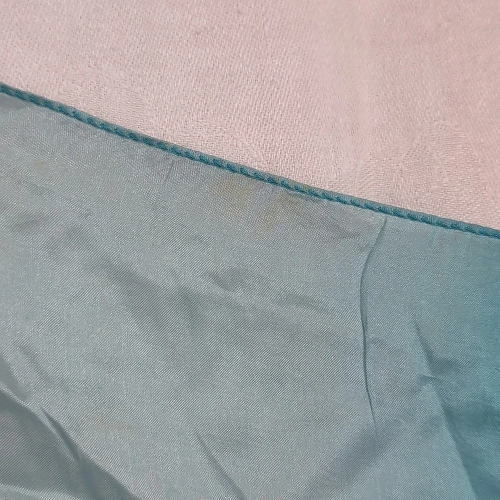 Vintage Blue Ombre Silk Square Scarf Handrolled Edging